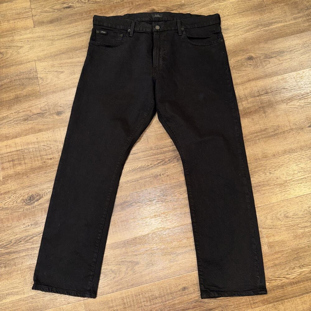 Polo Ralph Lauren Jeans Mens Size 38x30 Black Denim Varick Slim Straight